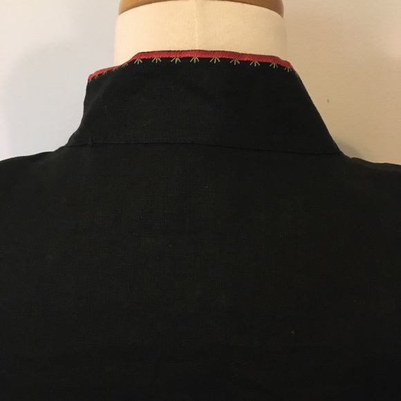 Jacket Anne Carson Embroidered Flowers Linen Black - Picture 4 of 7